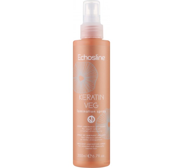 Echosline Keratin Veg Laminating polishing spray Ламиниращ спрей с кератин и арган за суха и третирана коса без отмиване 200ml